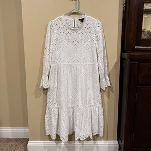 Women’s Banana Republic Factory Tiered Mini Eyelet Embroidered White Dress
